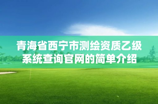 青海省西寧市測繪資質乙級系統查詢官網的簡單介紹