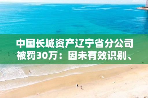 中國長城資產(chǎn)遼寧省分公司被罰30萬：因未有效識別、管理非金融機構(gòu)不良資產(chǎn)收購業(yè)務(wù)風險