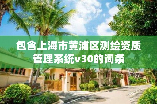 包含上海市黃浦區測繪資質管理系統v30的詞條