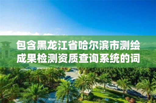 包含黑龍江省哈爾濱市測繪成果檢測資質查詢系統的詞條