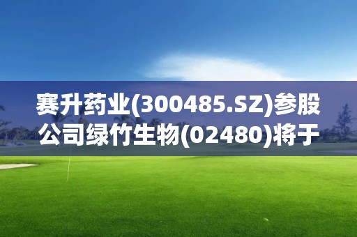 賽升藥業(300485.SZ)參股公司綠竹生物(02480)將于5月8日在港交所上市