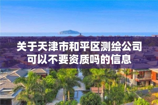 關于天津市和平區(qū)測繪公司可以不要資質嗎的信息