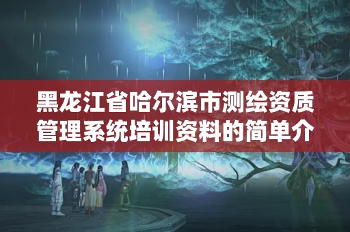 黑龍江省哈爾濱市測繪資質管理系統(tǒng)培訓資料的簡單介紹