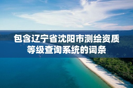 包含遼寧省沈陽市測繪資質(zhì)等級查詢系統(tǒng)的詞條