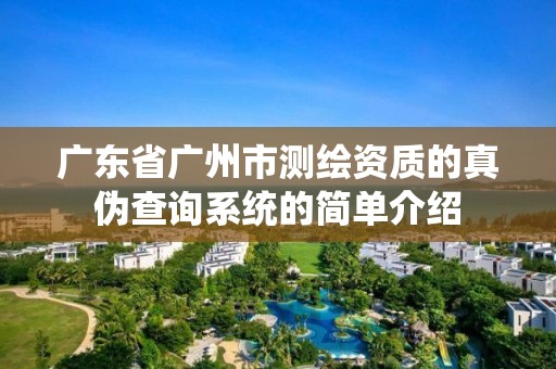 廣東省廣州市測繪資質的真偽查詢系統的簡單介紹