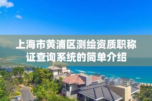 上海市黃浦區測繪資質職稱證查詢系統的簡單介紹